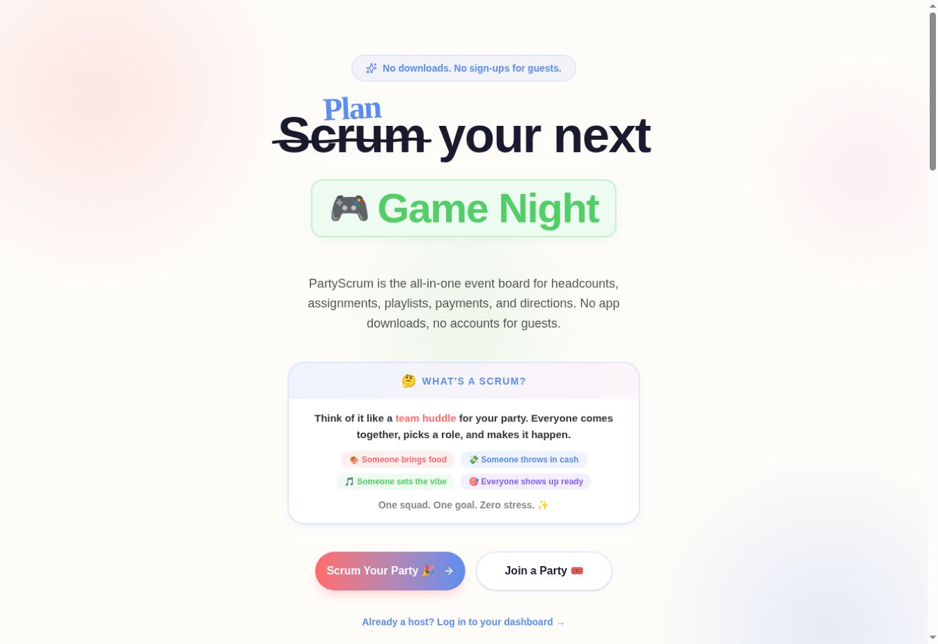 PartyScrum production website