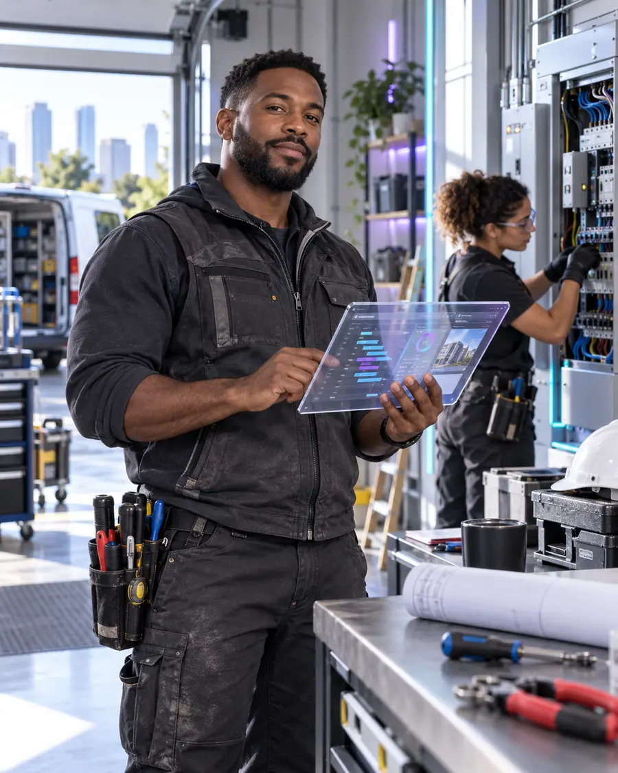 Skilled trades business owner using an IPXS operations system
